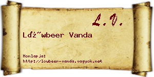 Löwbeer Vanda névjegykártya